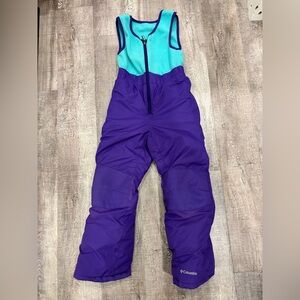 Columbia Girls Teal and Purple Snow Bib Pants